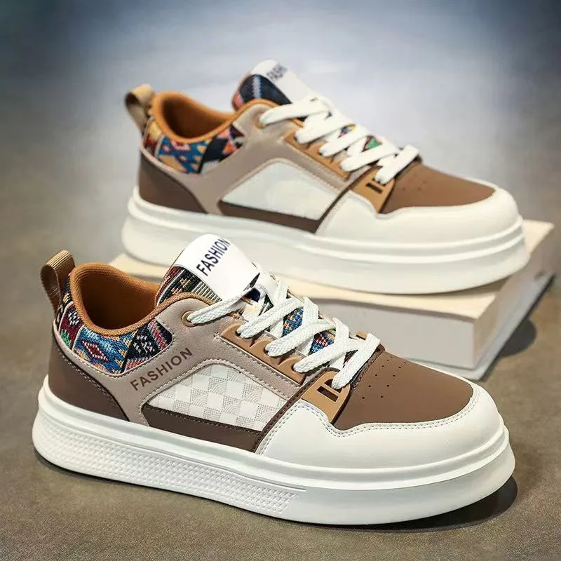 Streetwear Men's Ethnic Sneakers 2026 Spring Breathable Thick Sole Anti Slip Casual Daily Student Trendy Footwear