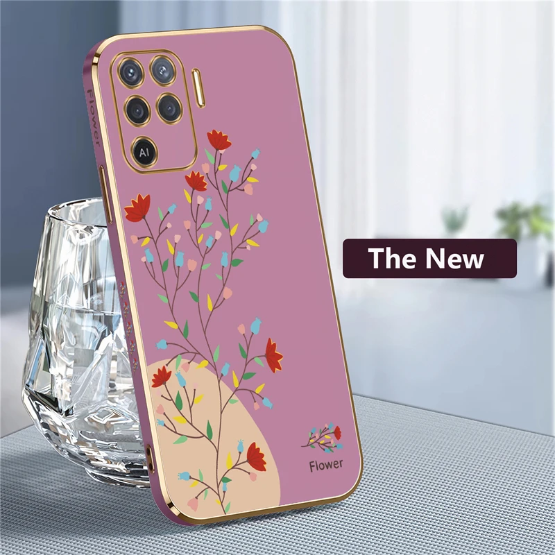 Elegant Plating Pattern Silicone Case with Soft Flower Design and Lens Protection Cover