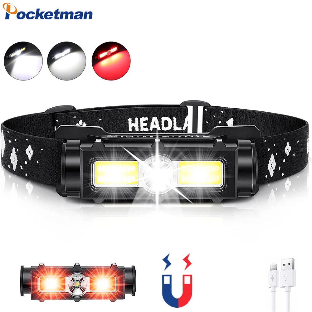 

Headlamp Rechargeable Super Bright LED Head lamp Flashlight Waterproof Head Light with White Red Light 7 Modes for Camping