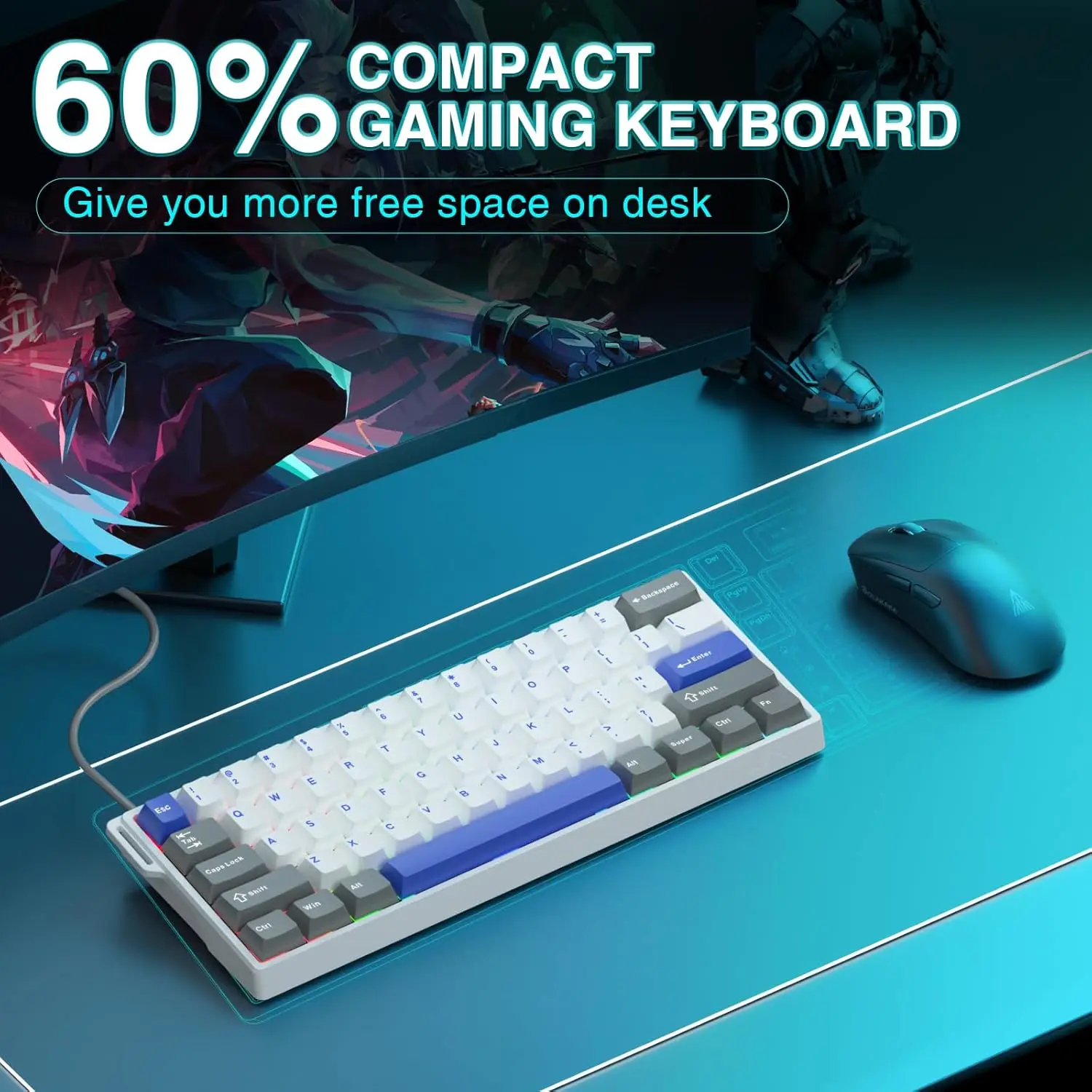 AULA WIN60 HE Pro Max 유선 기계식 키보드 60% 핫스왑 홀 이펙트 마그네틱 스위치 8000Hz RGB 저지연 게이밍 키보드