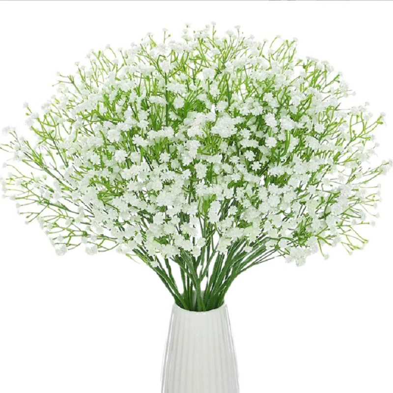 10Pcs 30 Bunches White Babys Breath Flowers Artificial White Fake