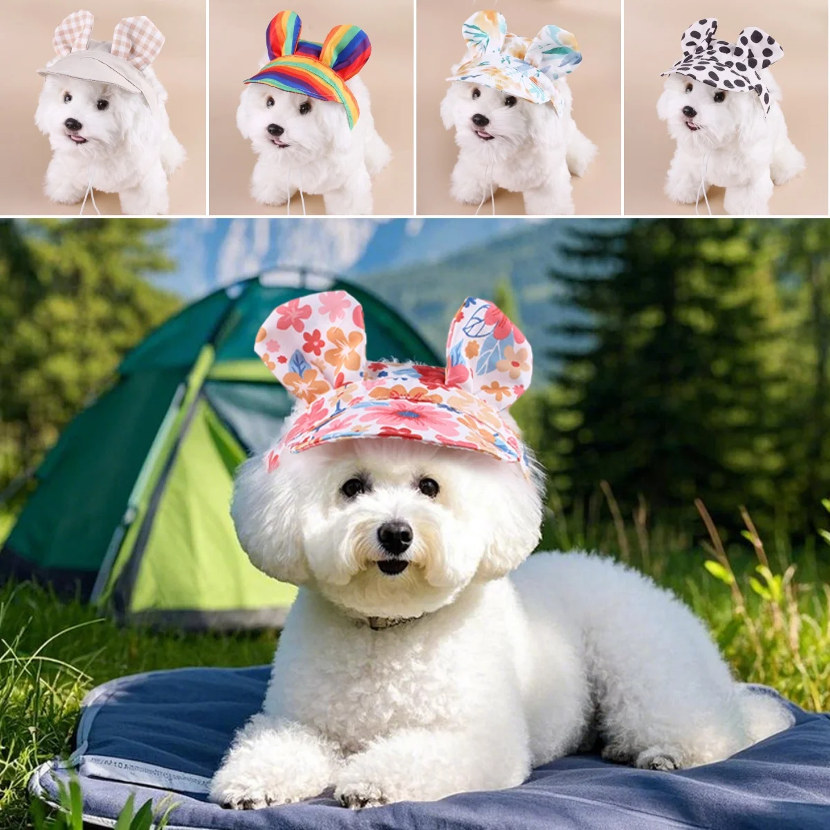 Gorro de protección solar para perros con orejeras. Lindo y colorido ajustable