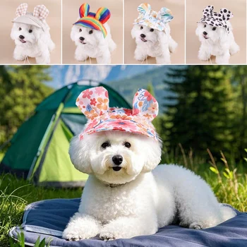 Gorro de protección solar para perros con orejeras. Lindo y colorido ajustable