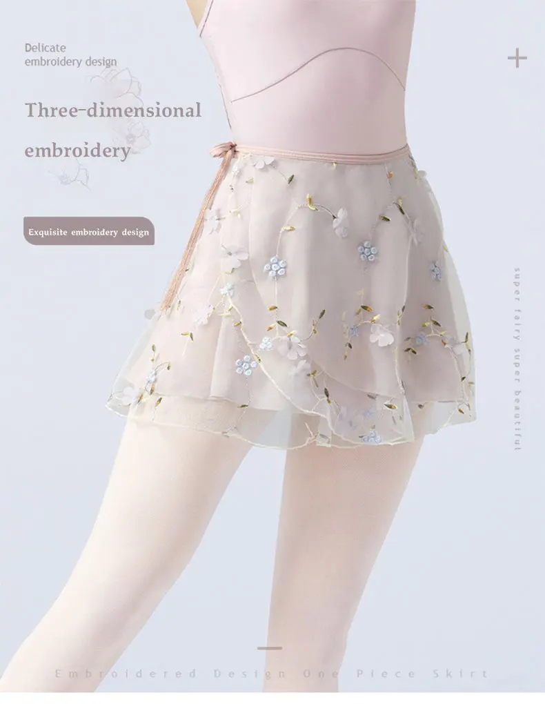 Ballett-Chiffon-Wickelkleid, kurze Hosen für Mädchen, Bühnenoutfit für Mädchen, Alltagsrock – Detail 1