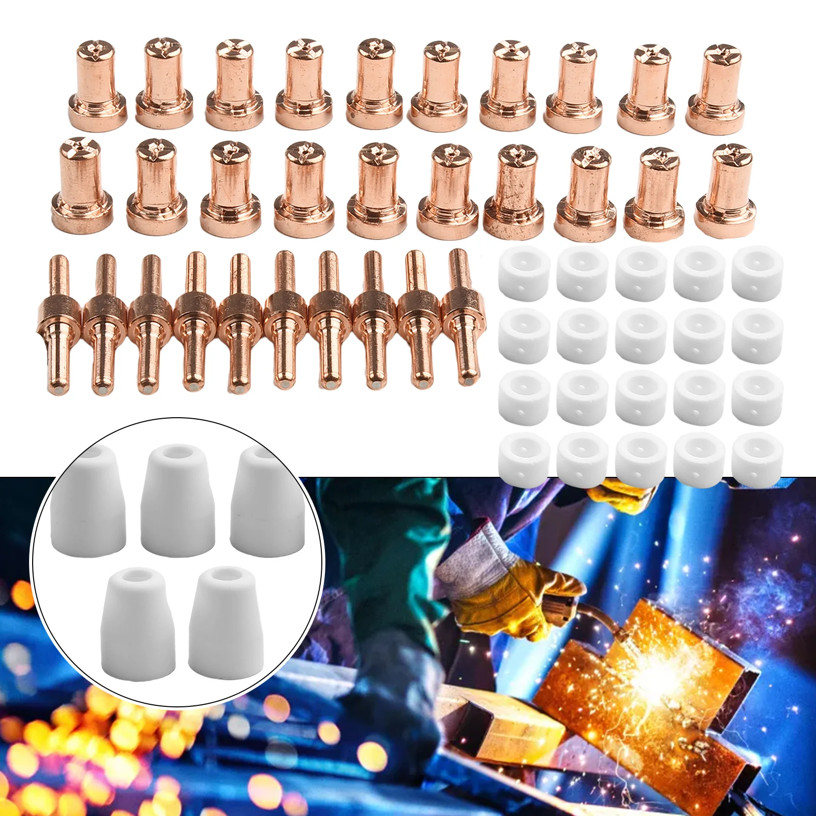 

For CUT-40 CUT-50D JG-40 WSD-40 Cutting Flashlights Plasma Tip Air Plasma Cutting Tips Plasma Electrode Extension