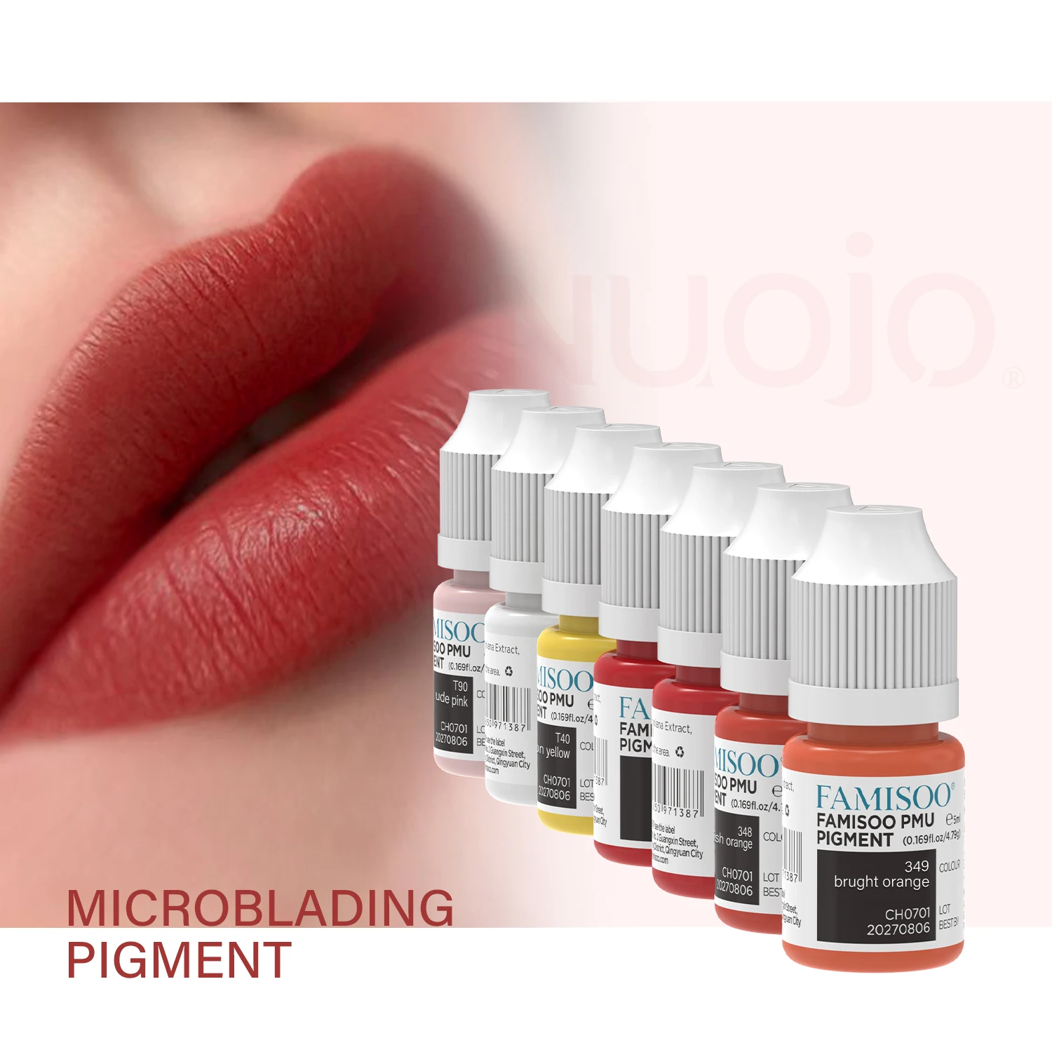 FAMISOO 5ml Lip Ink Permanent Makeup Pigments Eyebrows Henna Professional Semi Permanent Microblading Tattoo Inks for Oily Skin