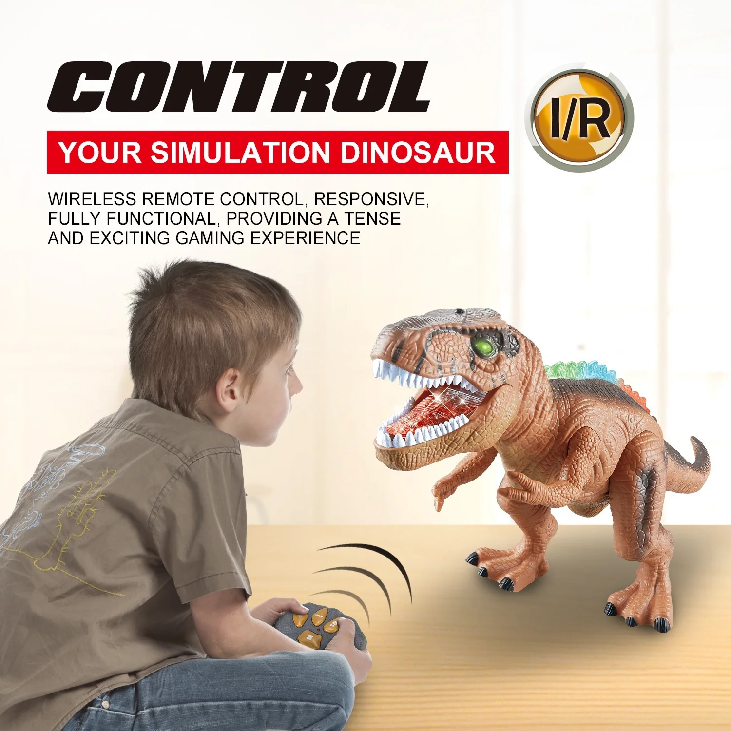어린이를위한 RC 공룡 자동차 장난감 원격 제어 로봇 시뮬레이션 T-Rex Verisimilitude 소리 어린이를위한 소년 소녀 어린이 선물