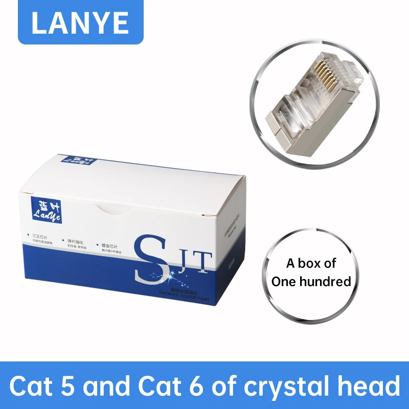 RJ45 CAT6 CAT5e Connector 8P8C Modular Plug Adapter Cable Head