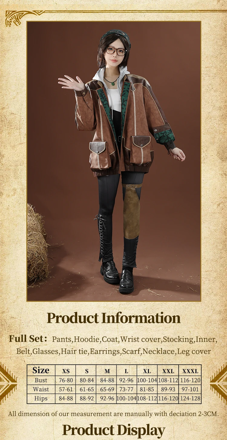 Alma Cosplay Kostüm Monster Hunter Wilds mit Brille für Frauen 1