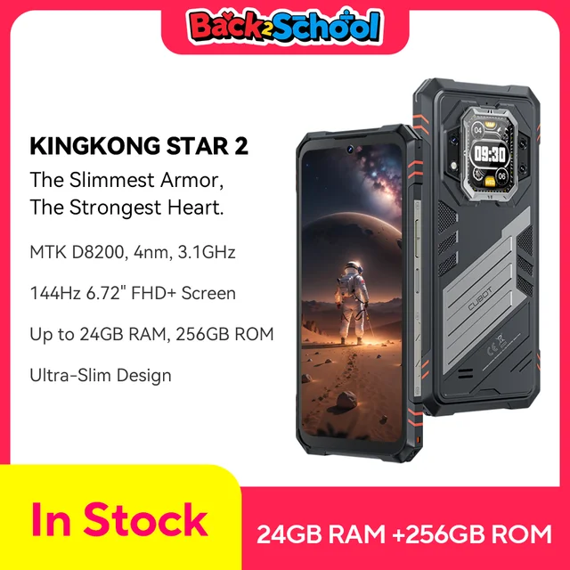 Cubot KingKong Star 2, smartphones 5g ultra-mince et robuste, 4 nm 3,1 GHz Dimensity 8200, 24 Go de RAM (12 Go + 12 Go étendus), 256 Go de ROM, grand écran 6,72" 144 Hz, NFC 5G telephone portable 1