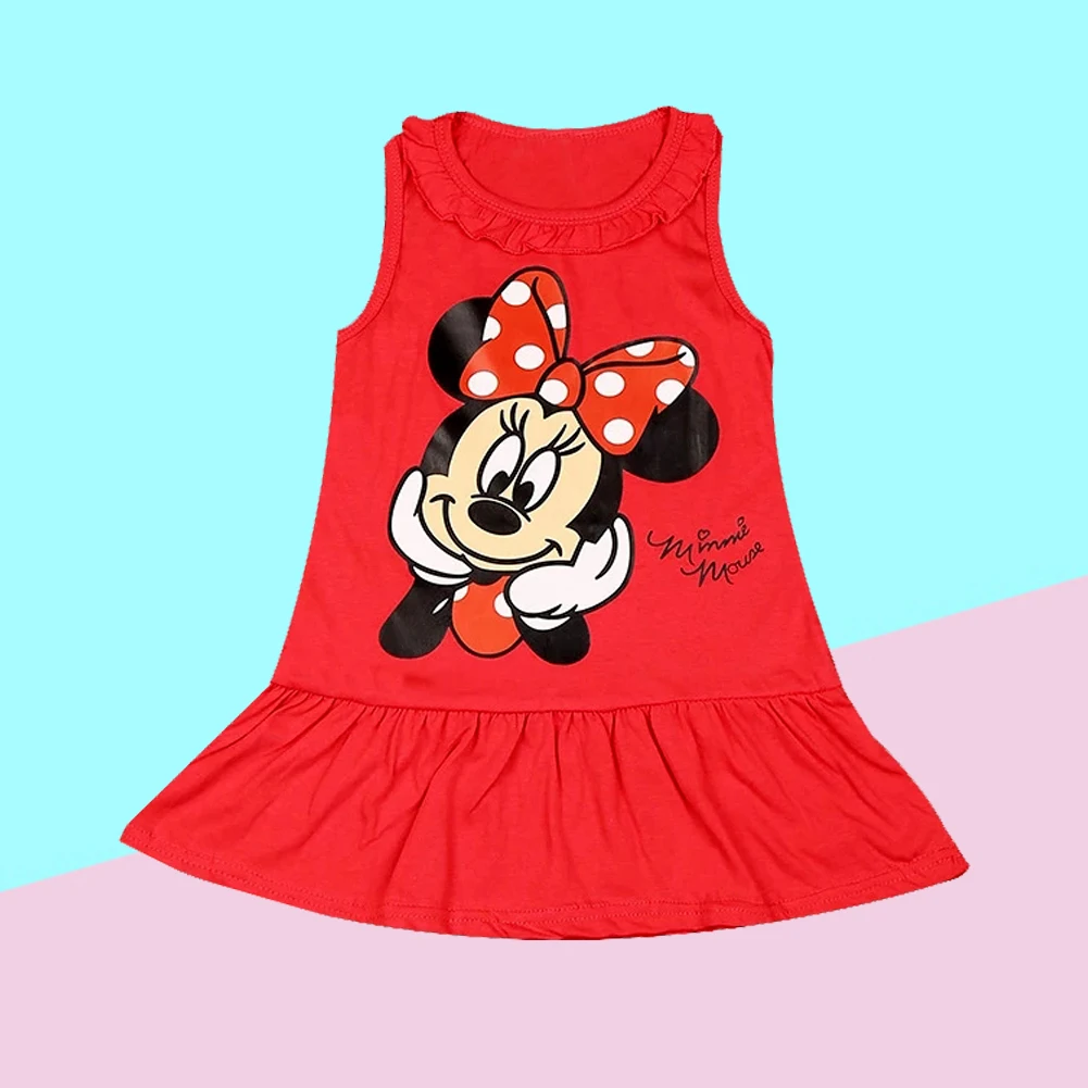 Baby Girls Dress Summer Dress Cartoon Cotton Red Minnie Dress Princess Dress Girl Clothing 1