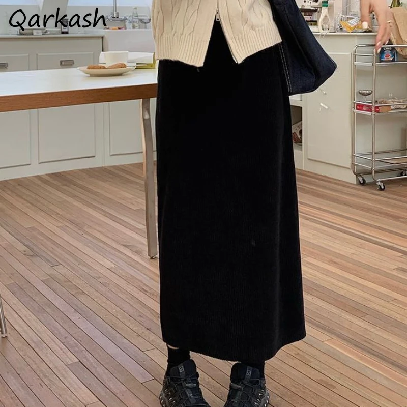 

Однотонные Женские Простые Свободные Элегантные Новые прямые модные Универсальные уличные юбки в Корейском стиле с высокой талией на осень и зиму