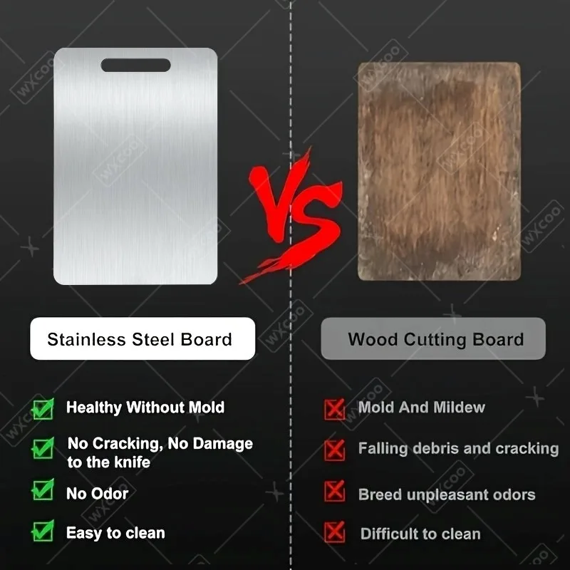 Stainless steel food grade chopping board hanging example kitchen decor