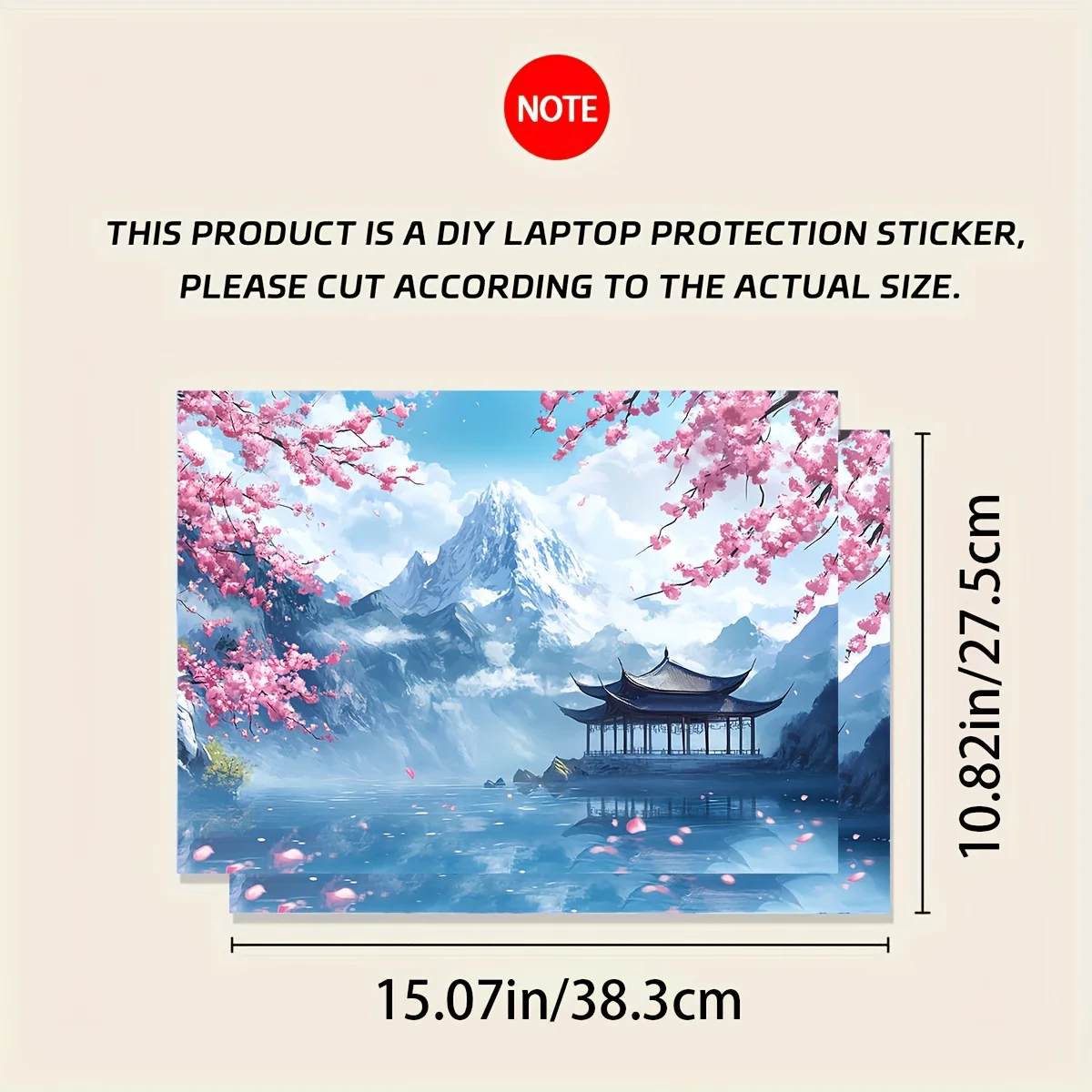 노트북 컬러 체리 블라썸 마운틴 뷰 비닐 필름 세트(2개) - 방수 및 긁힘 방지, 노트북 및 차량용