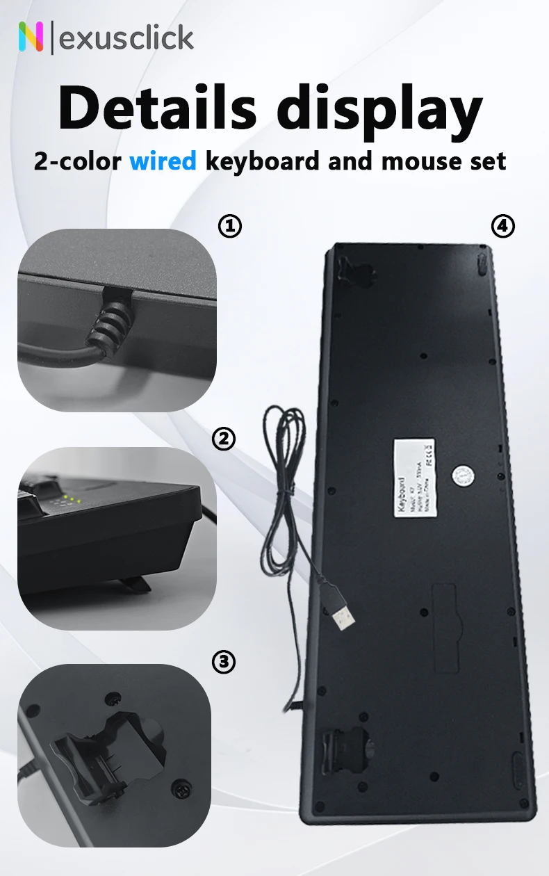 Kabelgebundenes Usb Tastatur Und Maus Set Ergonomisches Design_voghion.com