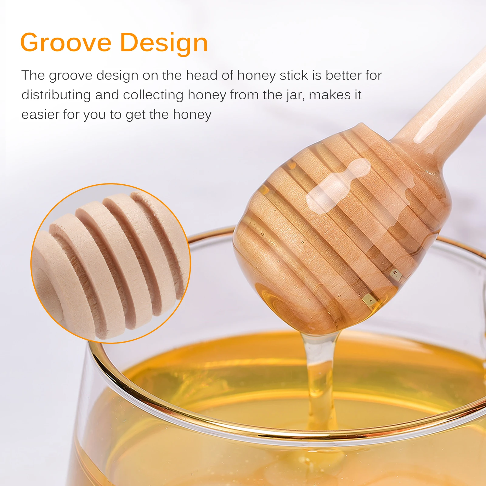 Honey Stir Bar Mixing Spoon Wooden Spoon Glass Honey Dipper Sticks 100Pc