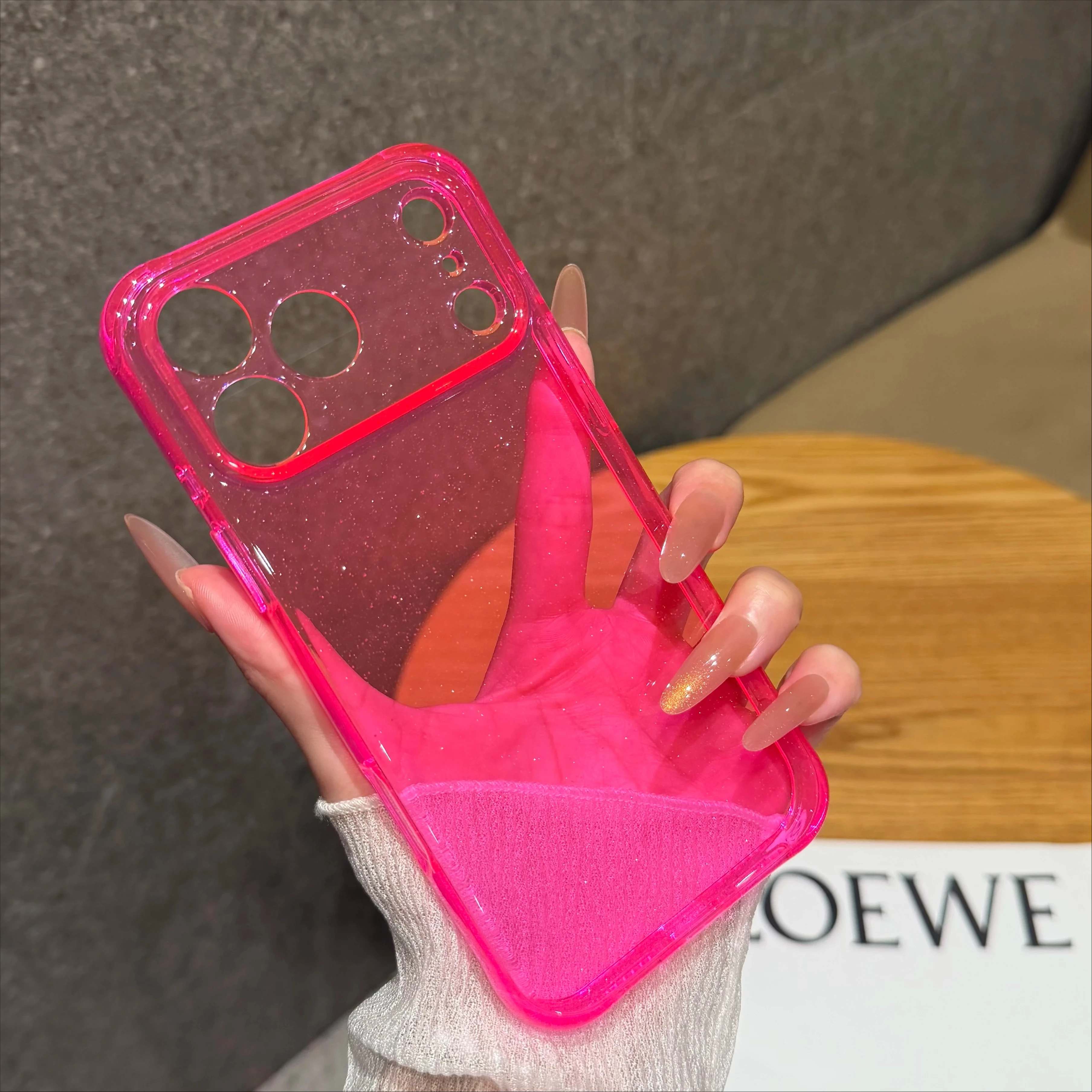 Bling Glitter Transparent Soft Bumper Phone Case with Full Lens Protector Cover