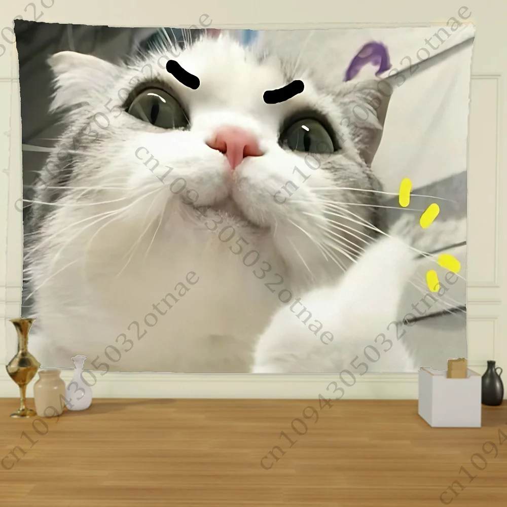 Kawaii Animal Memes Flag Tapestry Creative Pattern Photo Living Room Wall Art Tapestry Decor Party Outdoor Decorate Banners