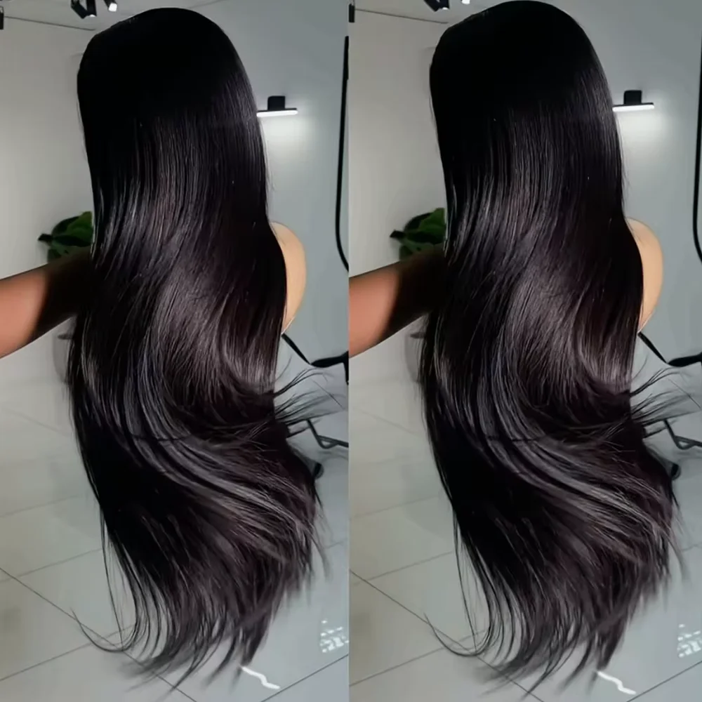 42 Inch 250 Density Bone Straight Lace Frontal Wig Human Hair Wig 13x6 Hd Transparent Lace Frontal Wig For Women Ready To Wear 1