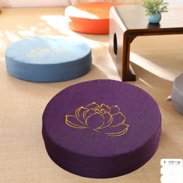Coussin en lin pour Yoga et méditation, 40x6cm, Texture de Lotus dure, coussin de méditation, oreiller de dossier, tapis Tatami amovible et lavable 4