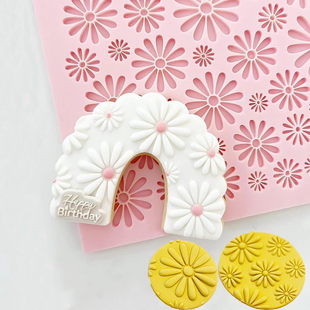 Cute Flower Cake Fondant Embosser Mold Acrylic Lace Edge Cookie Dessert