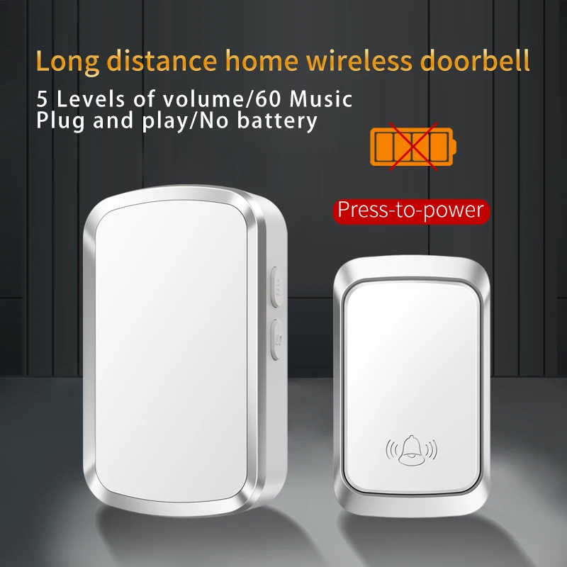 

CACAZI Intelligent Self-powered Wireless Doorbell Home Welcome Waterproof Remote Control Smart Door Bell Chime EU UK US AU Plug