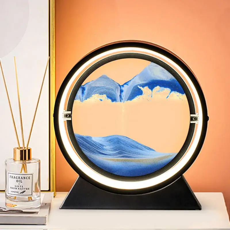 

Creative Quicksand 3D Hourglass Table Lamp Moving Sand Art Picture Deep Sea Sandscape In Motion Display Flowing Sand Home Decor