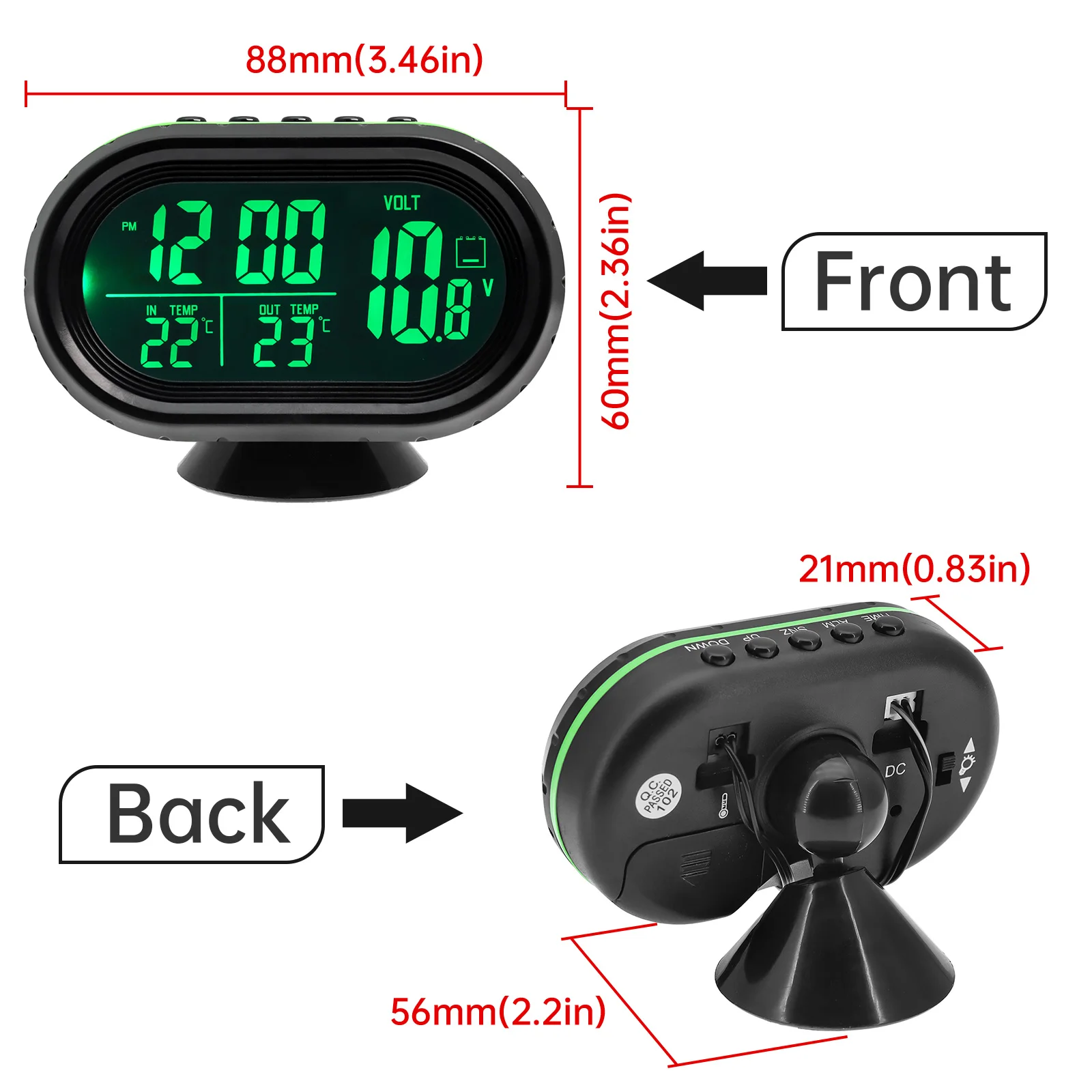 A Car Electronic Clock Thermometer Voltmeter Backlight Digital LCD Display  Time Interior Outside Temperature Voltage Auto Clocks - AliExpress