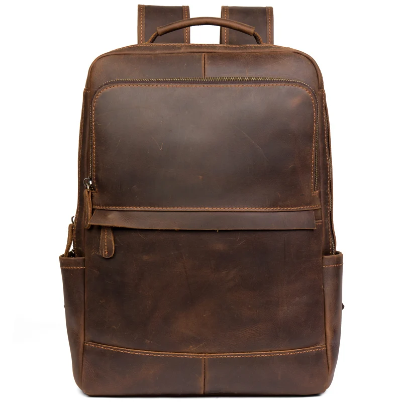 Crazy horse leather backpack retro leather trend backpack handmade top layer cowhide business computer travel backpack outdoor