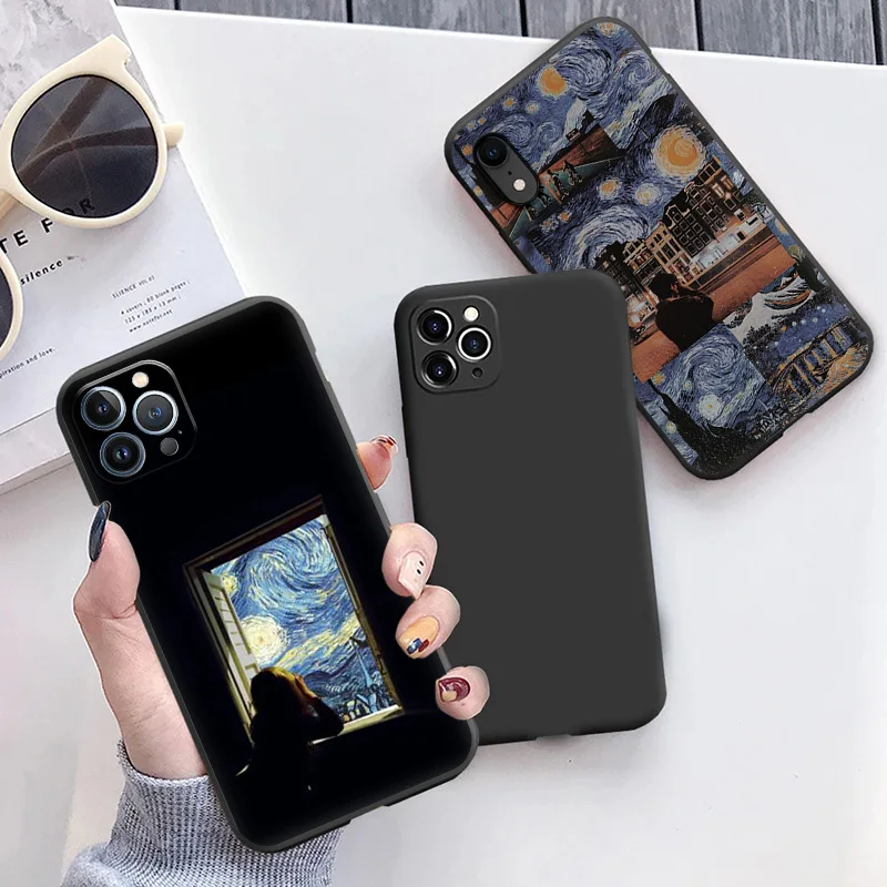 

Чехол для телефона iphone 15 Pro Max 7 8 6 6S 13 14 Plus SE 12 11 X XR Mini 15Pro, Мягкий защитный чехол с изображением звездной ночи Ван Гога для камеры