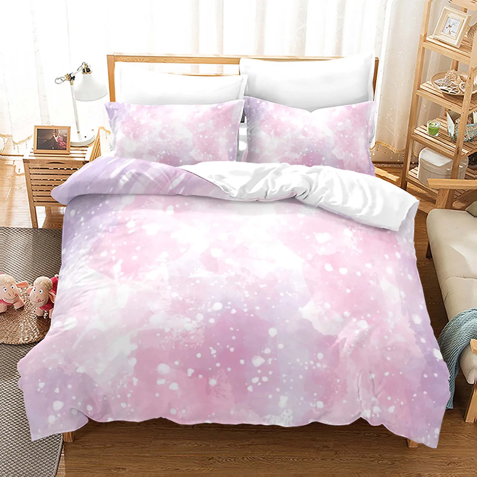 Rainbow Gradient Cloud Duvet Cover Set Colorful Print Bedding Set For Girls Women Bedroom Decorative Bedspread 6