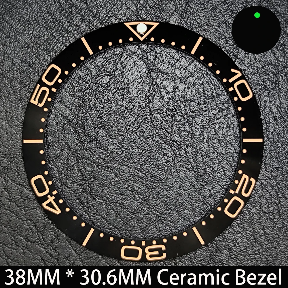 Elegant Blue Luminous Bezel GMT and Diving Watch Insert, Sloping 38mm x 30.6mm Ceramic/Aluminum