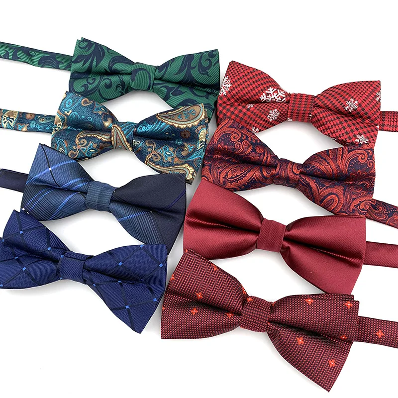 

HUISHI Man Bowtie Fashion Butterfly Cravat Wedding Party Bow Ties For Men Paisley Vintage Wine Red Bowtie Shirt Accessories Ties