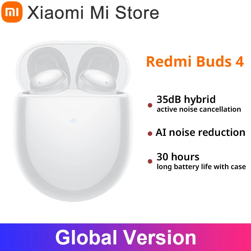 

Наушники-вкладыши Xiaomi Redmi 4, до 30 часов прослушивания, Bluetooth 5,2, беспроводная гарнитура 35 дБ, активное шумоподавление