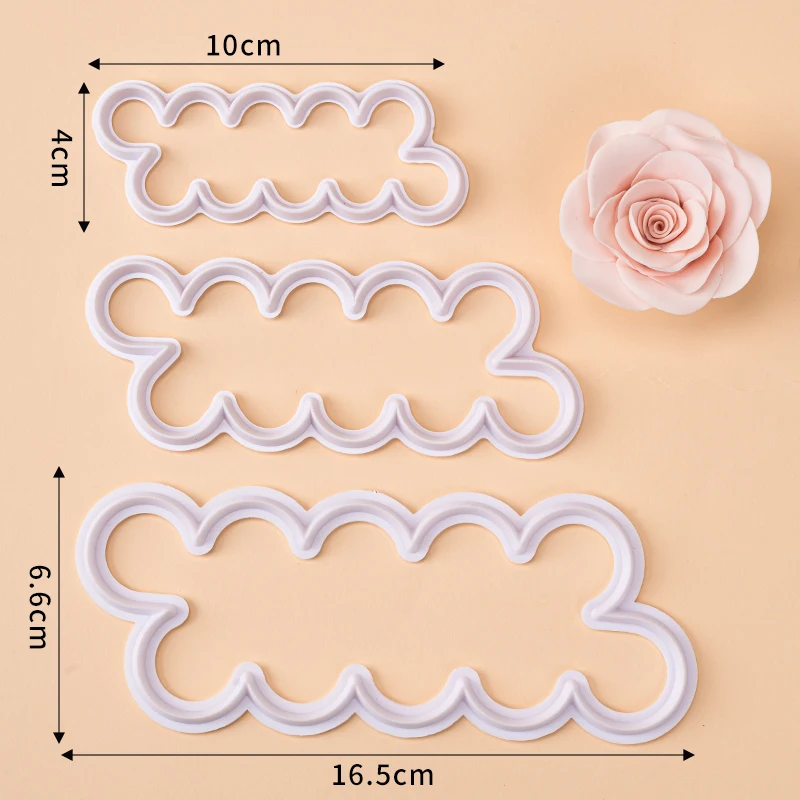Rose Shape Cutting Mold Set Polymer Clay Cutter Three-dimensional Rose DIY Fondant Cake Decoration Ornaments Clay Tools 3pcs