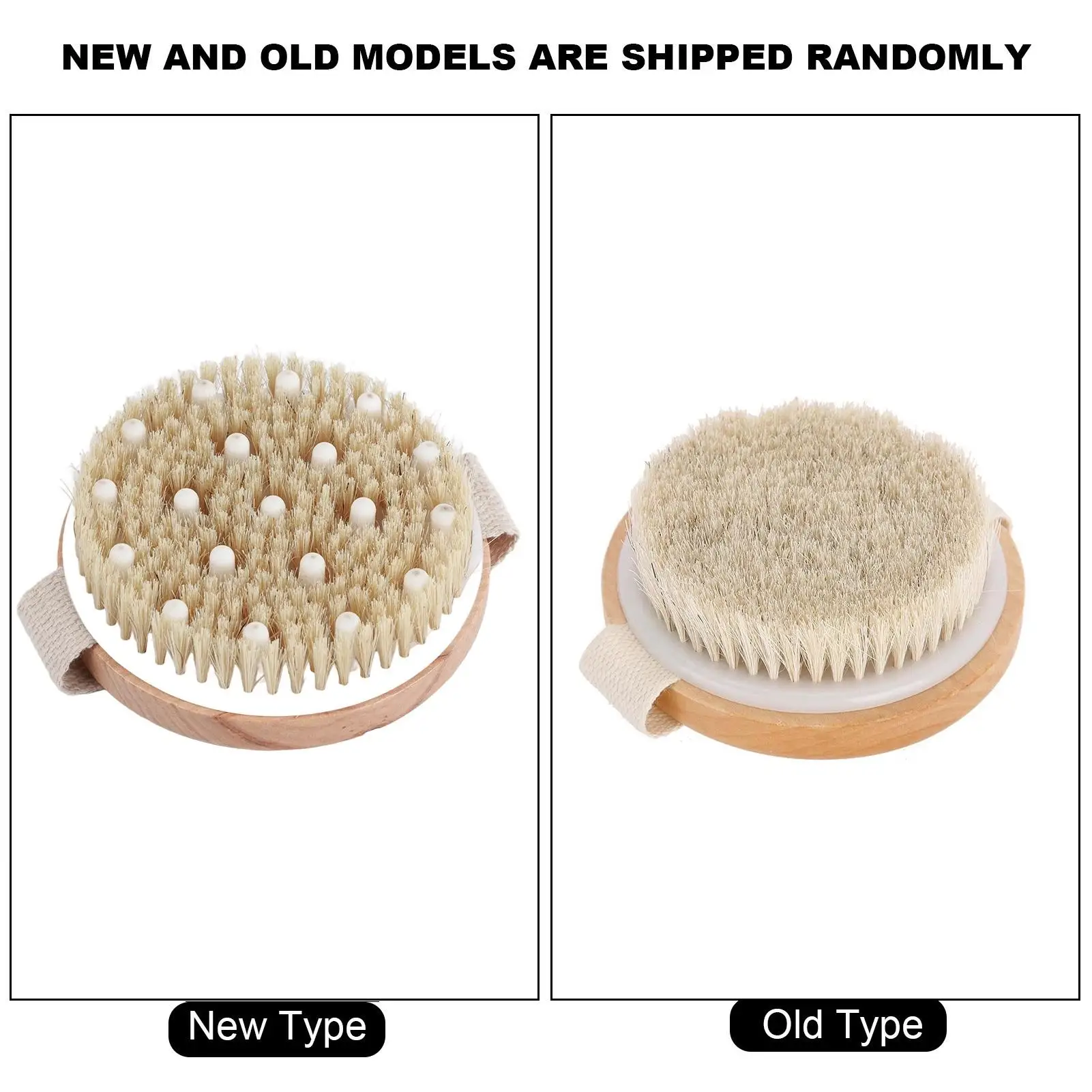 Natural Boar Bristle Dry Body Brush with Wooden Handle & Back Strap for Exfoliating Skin &ndash; Ideal for Wet & Dry Use
