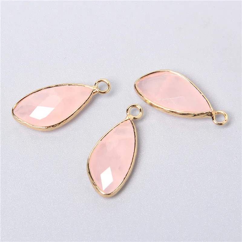 2pcs Natural Rose Clear Pink Quartz Labradorite Amethysts Stone Charm Pendant for Necklaces Earrings Jewelry Making Accessories