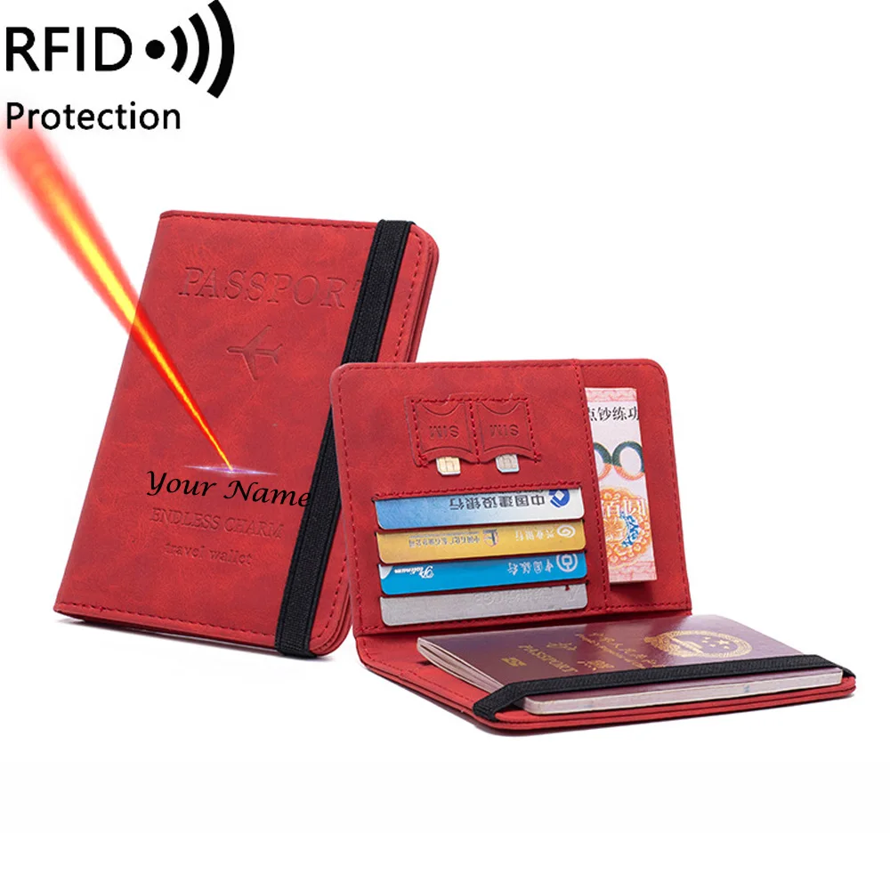 Rfid Protection Customize Name Passport Cover with String Custom