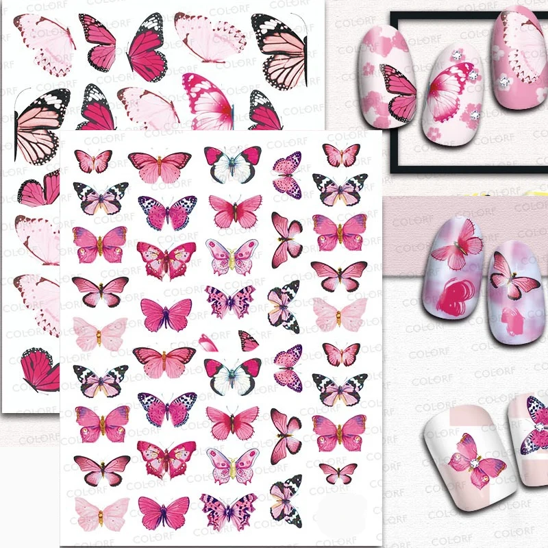 

3D Nail Stickers Back Glue Nail Stickers Butterfly elegant flower Nail stickers Nail Decal Stickers For Nail Tips Beauty