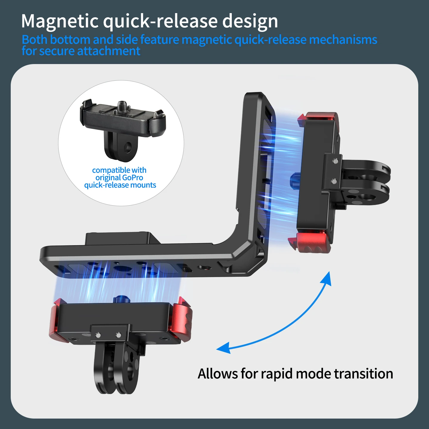 Horizontale vertikale Erweiterungshalterung L-Typ für GoPro Magnetstativadapter 1/4 ARRI Mount Motorrad Fahrrad Kamerazubehör – Detail 2