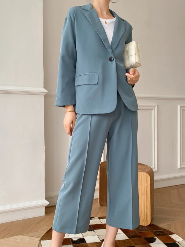 

Office Business Women Trousers Suit Ladies Elegant Casual Vintage Blazer Pantsuit Femme Fashion Workwear Outfits Autumn Clothes