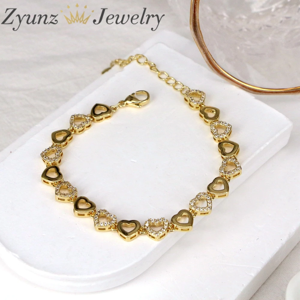 5PCS, Classic Shiny Zircon Chain Bracelets for Women CZ Love