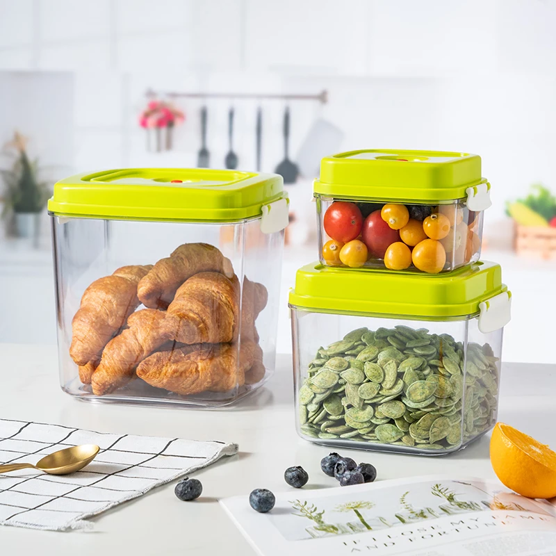Plastic Food Container Vacuum Nestable Square Sealed Jar for Spice