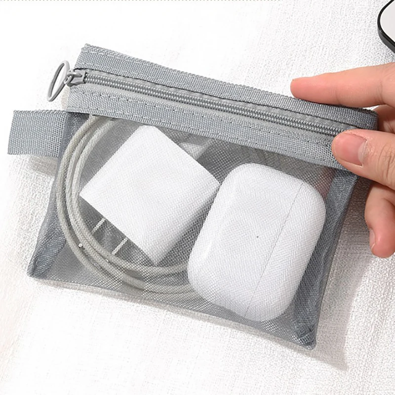 1Pc Portable Outdoor Travel Makeup Bag Transparent Mesh Storage Washing Bag Home Organization Tote Bag 3