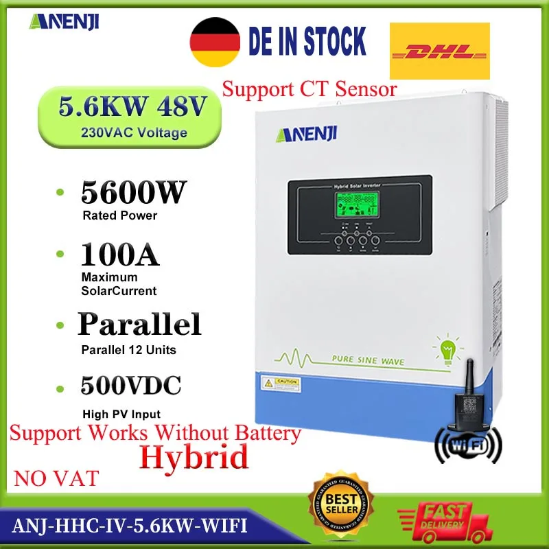 5.6Kw Inverter Solare Ibrido 48V 230V Sinusoidale Pura Off Grid On Grid Inversor Integrato 100A Regolatore Di Carica Solare Parallelo Pv 500V