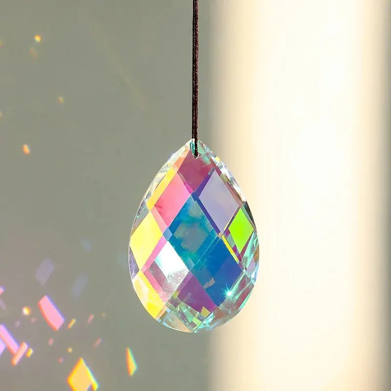 1 Pc With Rope Colorful Crystal Glass Prism Ball Suncatcher Pendant Home Garden Craft Decoration Valentine's Day Mother's Gift sun catcher sun catchers crystal pendant