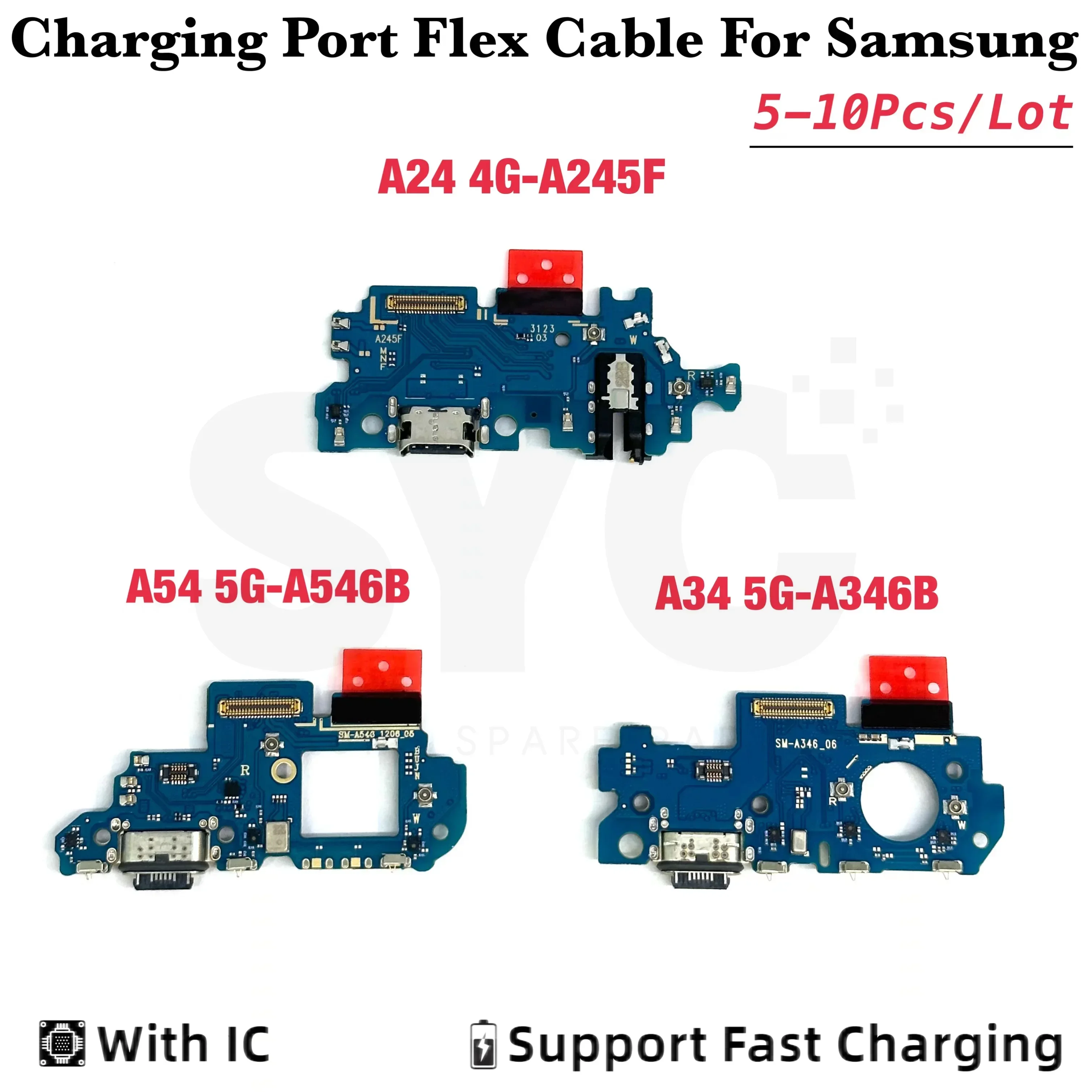 

5-10 шт. в партии, хорошее качество для Samsung A24 4G A34 A54 5G A245F A346 A546, USB-порт для зарядки, Соединительный гибкий кабель