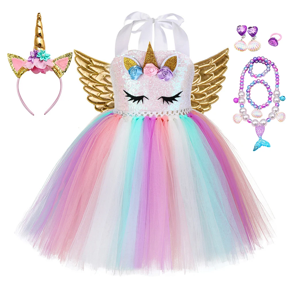

Fancy Unicorn TUTU Dress For GIrls Kids Rainbow Skirt Costume Fit For Children Cosplay Costume Birthday Party Gifts