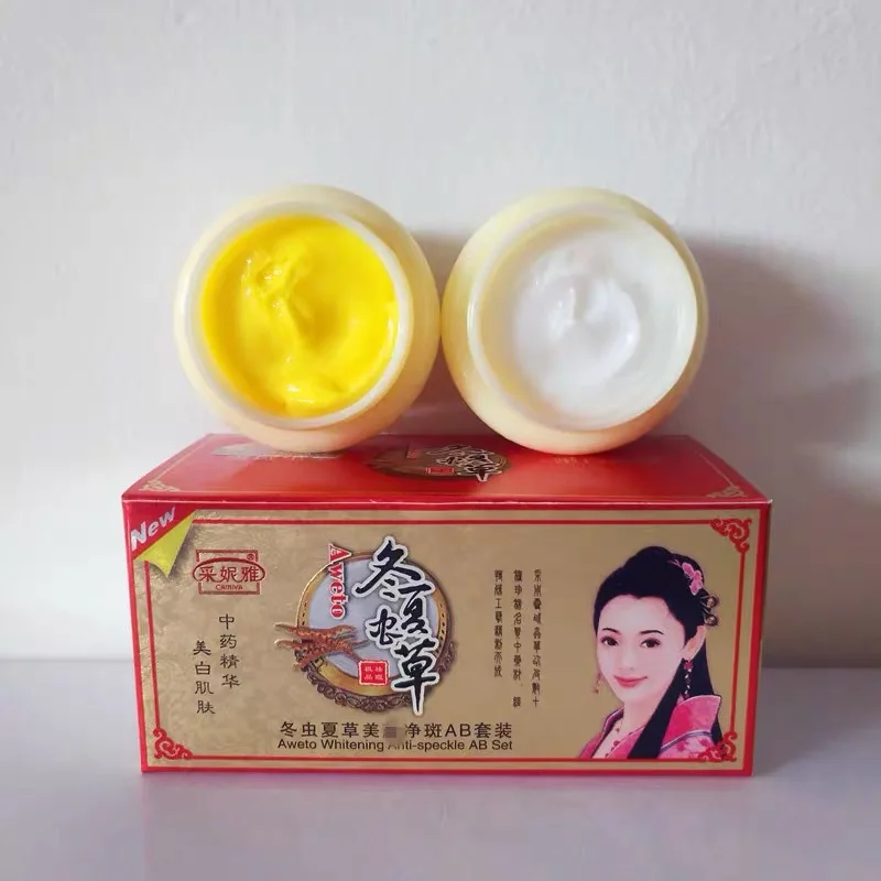 Chinese Aweto Whitening Anti-Acne Day Night Cream Set Melasma Dark Age Dark Spots Freckle Remover Skin Lightening Skin Care