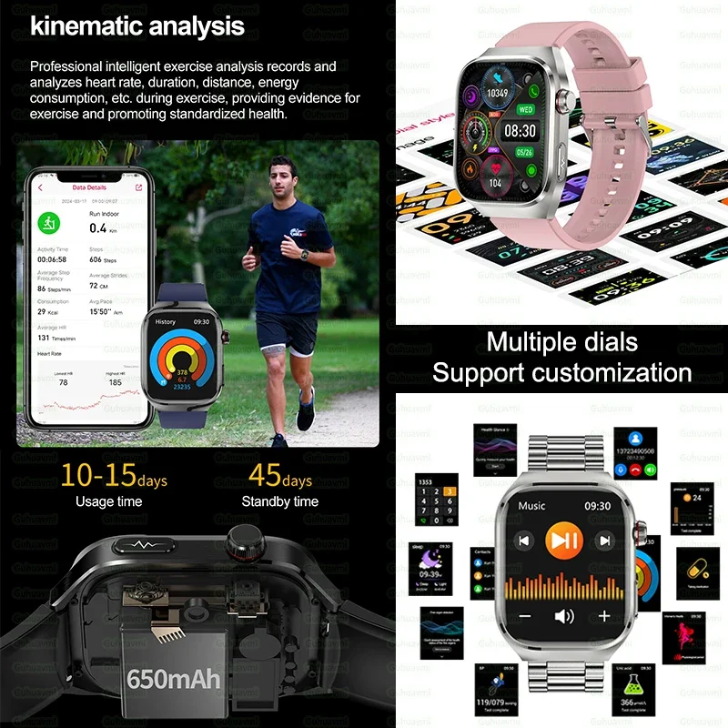 2025 New ECG Smart Watch Women BT Call Heart Rate Blood lipids Uric acid Health Monit Watches AI Voice 650mAh Sports Smartwatch 6